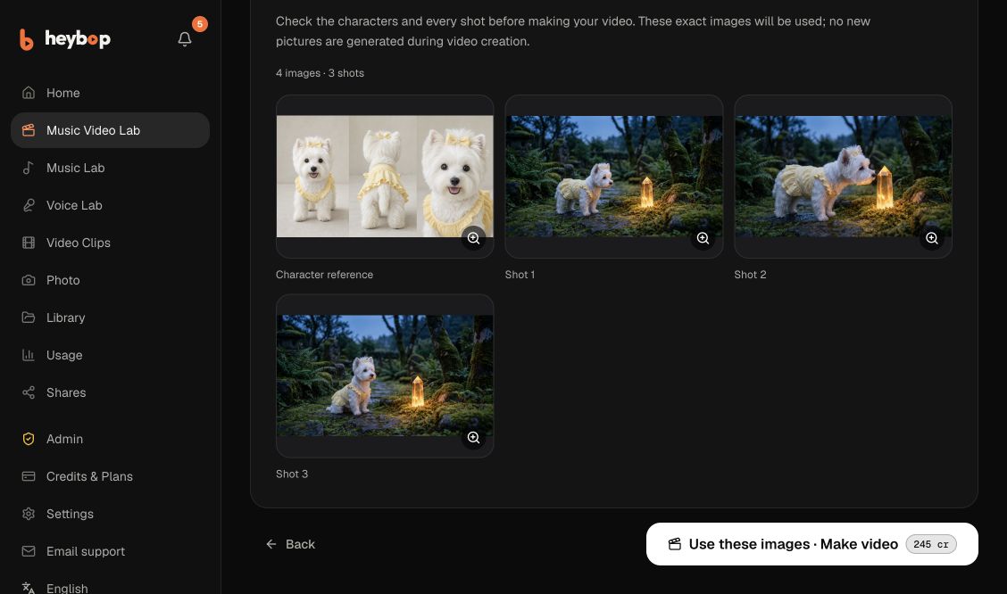 The approved character sheet and three shot images used in these tests